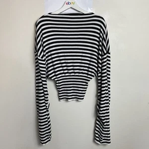 Arakii Super Long Sleeve Top Size XS Black White Striped Viscose - Imagen 1 de 13