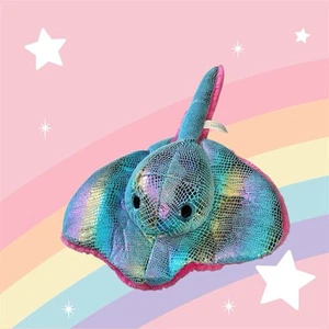 Destination Nation Aurora Stingray Plush 18" Stuffed Animal Pink Blue Rainbow - Picture 1 of 23