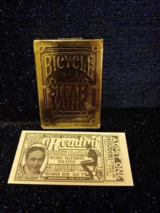 Theory11 Steampunks Playing Cards Gold Includes Replica Houdini Ticket From 1926 - Picture 1 of 2
