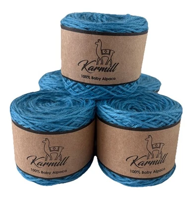 Alpaca Wool Skeins 100% Baby Alpaca Yarn DK Weight Lot of 5 Turquoise 5563 - Image 1 of 4