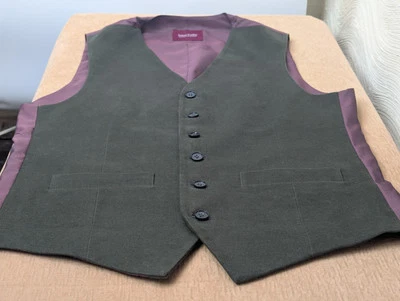 Colete formal Samuel Windsor excepcional qualidade Taylored lã verde borgonha - Imagem 1 de 4