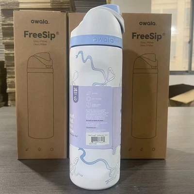 Owala Freesip 24 OZ Cinta de Seda Bebé Azul Arco Biberón Nueva Caja Foto 1 de 2