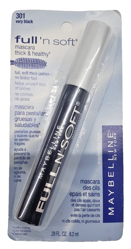 НОВАЯ мягкая моющаяся тушь для ресниц Maybelline Full 'N — 301 очень черная - Изображение 1 из 1