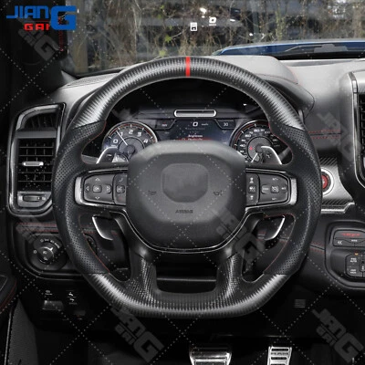 真碳纤维方向盘适用于道奇 Ram TRX 1500 2019 - 2024 带加热 — 第 1/4 张图片
