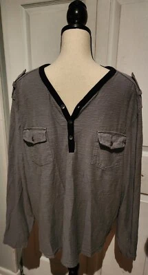 Camisa Henley de manga larga única de Kenneth Cole Reaction para hombre talla XXL gris con ribete negro Foto 1 de 4