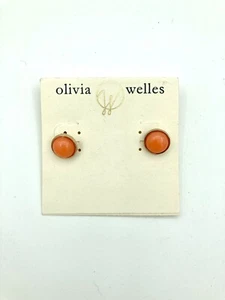 Pendientes Olivia Welles nuevos en paquete - Color naranja - Gemas de imitación brillantes - Forma redonda - Imagen 1 de 2