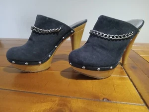 Elle Womans Ilona Size 8M Slip On Mules, Platform, Chain - Picture 1 of 10
