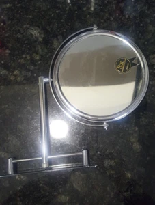 Jerdon Wall Mount Makeup Mirror with 3X Magnification Chrome Double-Sided - Picture 1 of 7