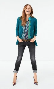 Cabi Medium 3780 Sleeveless Ascot V-Neck Collared Blouse, Blue Green -exc cond. - Picture 1 of 8