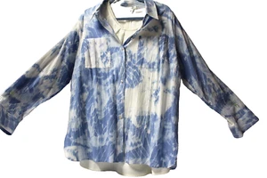 Blusa SOFT AROUND Manga Larga Azul y Blanco con Tanque Blanco Talla 1X - Imagen 1 de 8