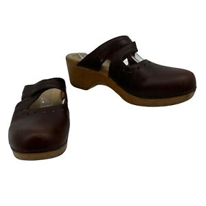 Dansko Susanna Mule Clogs Women's Size 41 Brown Leather Slip On Wedge Heel Shoes