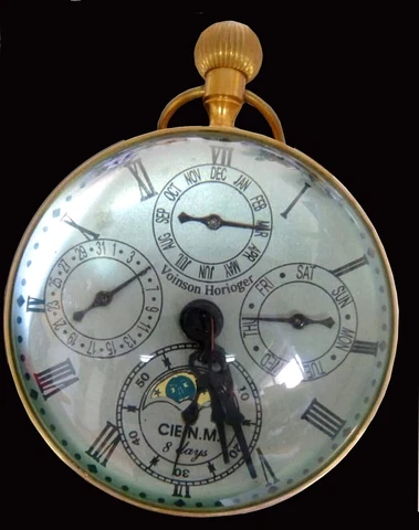 VINTAGE MOONPHASE GLOBE CLOCK BRASS & CRYSTAL MECHANICAL CALENDAR COMPLICATION Cover
