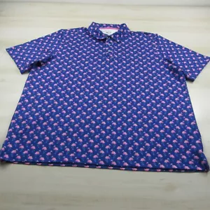Johnston & Murphy Polo Shirt Men Extra Large Blue Pink Flamingo XC4 Tech - Picture 1 of 14