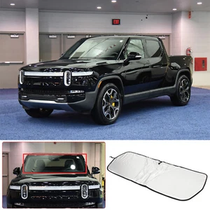 Foldable Car Front Windshield Sunshade UV Block Trim For Rivian R1T R1S 2020+ - Picture 1 of 10