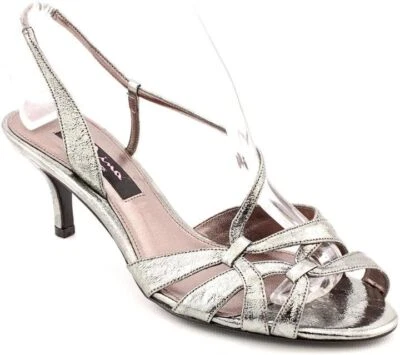 Sandálias femininas Nina Cyprana de salto elegante Gunmetal Crinkle 5 médias - Imagem 1 de 3