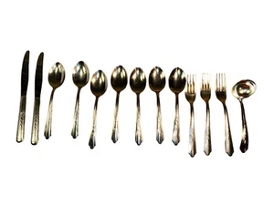 Lot of 13 EKCO Stainless USA EKS7 Dinner Forks Spoons Knives Chevron - Picture 1 of 8