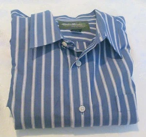 Eddie Bauer Blue Stripe Long Sleeved Dress Shirt Size XL - Picture 1 of 4