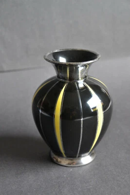 Porzelanvase Spahr 1000 (Stempel) mit Overlay (Silberauflage)  - Bild 1 von 4