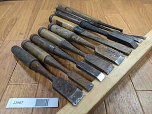 Cincel japonés vintage roto dañado Nomi 30.24.23.18.18.15.15.11.10mm JJ567 - Imagen 1 de 21