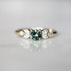 Women Gold Green Crystal Zircon Promise Flower Ring for Wedding Jewelry Gift