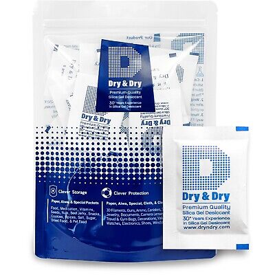 5 Gram [50 Pack]  Dry & Dry  Silica Gel Desiccant Packets - Rechargeable Cloth • 10.99$