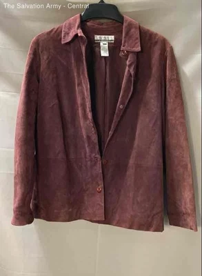 Nine & Co Womens Burgundy Suede Long Sleeve Button Front Shirt Jacket Size 12 - Image 1 of 4
