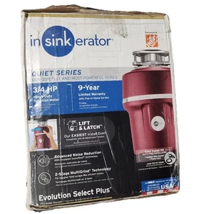 InSinkErator Evolution Select Plus 3/4 HP Quiet Series Garbage Disposal Red New - Picture 1 of 4