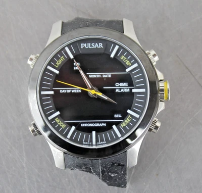 Pulsar Z021-X003 Analog Digital Chronograph Stainless Mens Watch Face AS-IS - Image 1 of 2