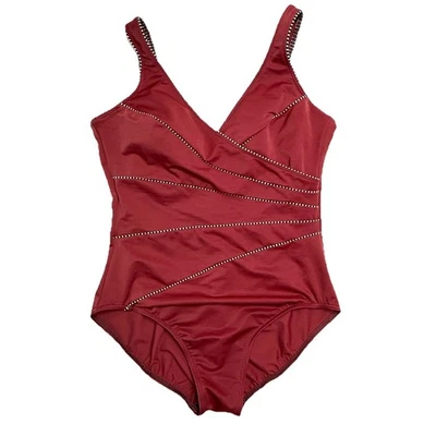 Traje de baño adelgazante de una pieza Miraclesuit Horizon rojo borgoña talla 16/18 Foto 1 de 4