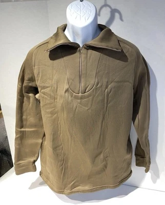 Camisa Pullover De Colección Años 90 Militar Polar Clima Frío Para Hombres Talla M Marrón 1/4 Cremallera NUEVA Foto 1 de 4