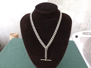 WWII 1940 18" SOLID SILVER DOUBLE ALBERT CHAIN NECKLACE matching maker 78.1g - Picture 1 of 15