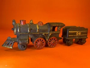 Vintage Cast Iron Toy Train Locomotive Steam Engine & Coal Car #50 - Picture 1 of 8