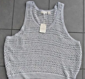 Inhabit Sky Blue Cotton Sleeveless knit relaxed fit Sweater Vest Top sz.L NWT - Picture 1 of 5