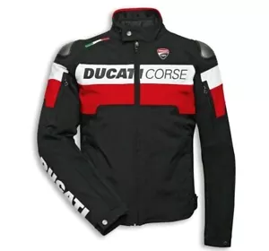 Ducati Corse Motorbike Jacket Waterproof CE Armours Cordura Textile Jacket - Imagen 1 de 8