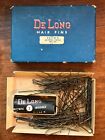 Lot Of 2 Boxes ~ Vintage 1940S 1950S Delong Box Of Hairpins & Metal Hair Rollers