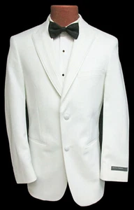 Men's Perry Ellis White Tuxedo Dinner Jacket Suit Coat Prom Groom Wedding 37L - Picture 1 of 5
