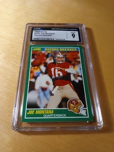 1989 Score #329 Joe Montana CGC 9 #A San Francisco 49ers (Record Breaker) Card. - Bild 1 von 2