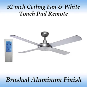 Genesis 52 inch Brushed Aluminium Ceiling Fan and White Touch Pad Remote - Picture 1 of 4