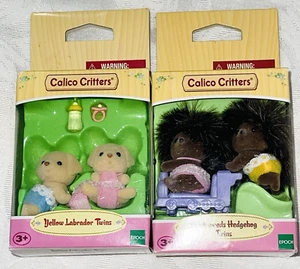 Calico Critters Epoch Sylvanian Families Yellow Labrador & Hedgehog Twins NEW - Picture 1 of 11