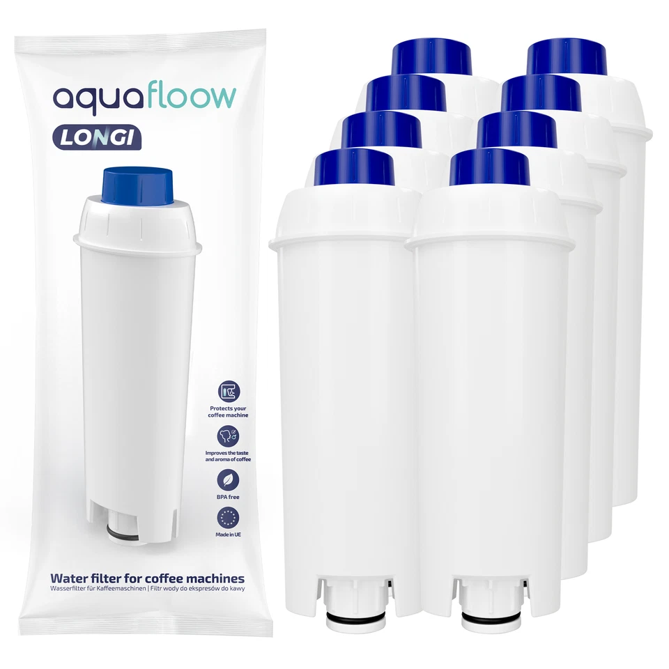 AQUAFLOOW 8x Wasserfilter für Delonghi DLS C002, SER 3017 passend für ECAM ESAM ETAM Serie