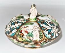 Capodimonte Italy Art Relief Nudes Nymphs Cherubs Decorative Lidded Bowl, 7" (A)
