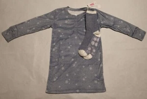 NWT Justice Girls Snowflake Snow Day Nightgown & Cozy Socks Set - Picture 1 of 2