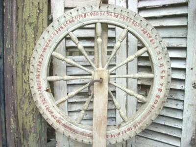 Antique Game Wheel 20" Wheel of Chance Americana Folk Art Painted Wood Wheel - Image 1 of 4