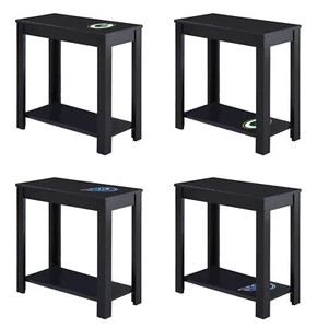 End Table Night Stand Black Wood NFL Team Decal Man Cave on Top or Bottom Shelf - Picture 1 of 120