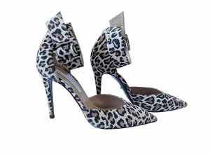 DIANE VON FURSTENBERG Shoes Women High Heel Ankle Strap Leopard Print Beige 6.5 - Picture 1 of 6
