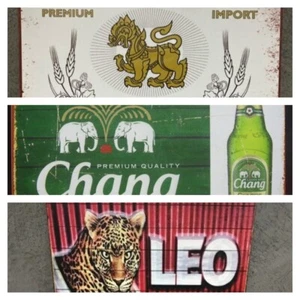 Singha, Chang,Leo Thai Beer Tin Metal Sign Vintage Decor Wall Art Poster Pub Bar - Picture 1 of 20