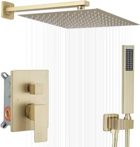 Sistema de ducha JingGang dorado cepillado 12" baño mezclador de lluvia conjunto combinado DORADO - Imagen 1 de 12