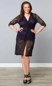 Kiyonna Swim Cover Up 3X Crochet Tunic Top Black Beach Front Style Slimming - Picture 1 of 5
