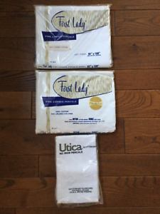 FIRST LADY Percale Full Sheet Set White Flat & Fitted Sheets, UTICA Cases NWT