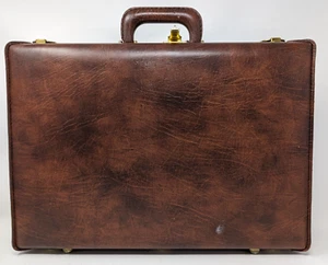 Airway Brown Leather Briefcase with Presto Combination Lock and code - Picture 1 of 19